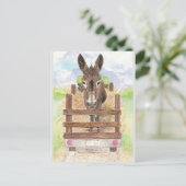 Waterverf Donkey Burro Cute Boerderij Animal Art Briefkaart (Staand voorkant)