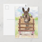 Waterverf Donkey Burro Cute Boerderij Animal Art Briefkaart (Voorkant / Achterkant)