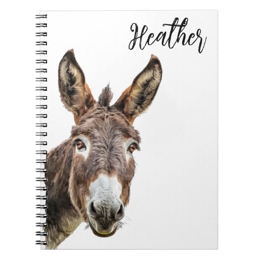 Waterverf Donkey Peeking gepersonaliseerd Notitieboek (Voorkant)