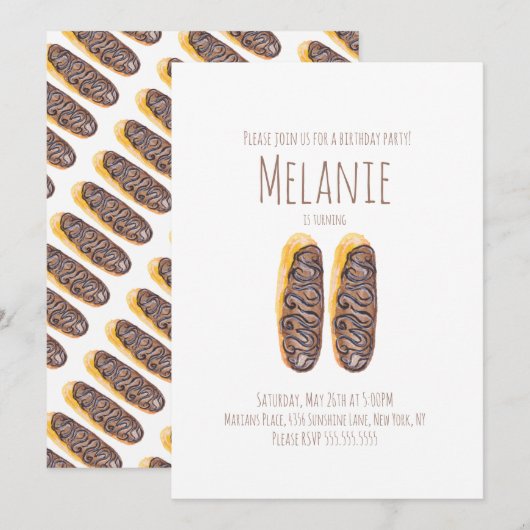 Waterverf Donut 11th Birthday Sweet Eclairs Kaart (Voorkant / Achterkant)