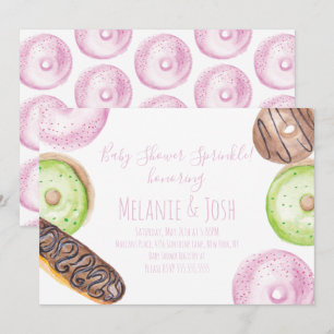 Waterverf Donut Baby shower Sprinkle Sweet Invita Kaart