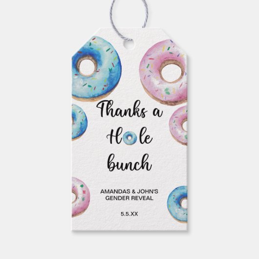 Waterverf Donut bedankt een hoop sekse onthullen Cadeaulabel (Voorkant)