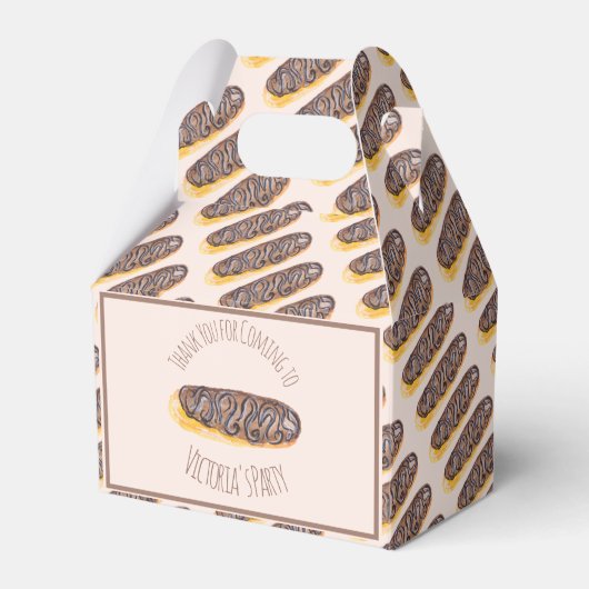 Waterverf Donut Chocolade Hand Getekend Eclair Bedankdoosjes (Voorkant Zijde)