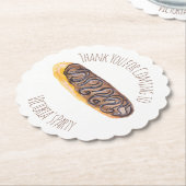 Waterverf Donut Chocolade  Hand Getekend  Eclair  Kartonnen Onderzetters (Gekanteld)