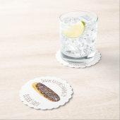 Waterverf Donut Chocolade  Hand Getekend  Eclair  Kartonnen Onderzetters (Insitu)