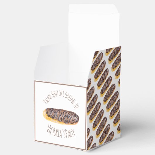 Waterverf Donut Chocolate Hand Drawn Eclair Bedankdoosjes (Geopend)