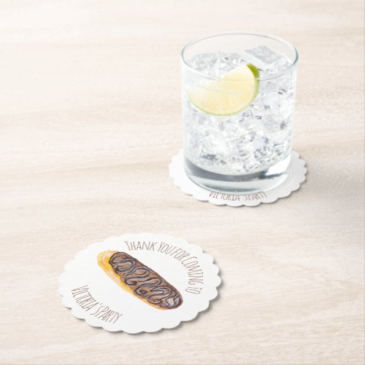 Waterverf Donut Chocolate Hand Drawn Eclair Kartonnen Onderzetters (Insitu)