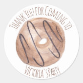 Waterverf Donut Chocolate Swirl Hand getekend Ronde Sticker (Voorkant)