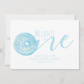 Waterverf Donut First Birthday Sweet Party Blue Kaart (Voorkant)