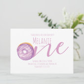 Waterverf Donut First Birthday Sweet Party Paars Kaart (Staand voorkant)