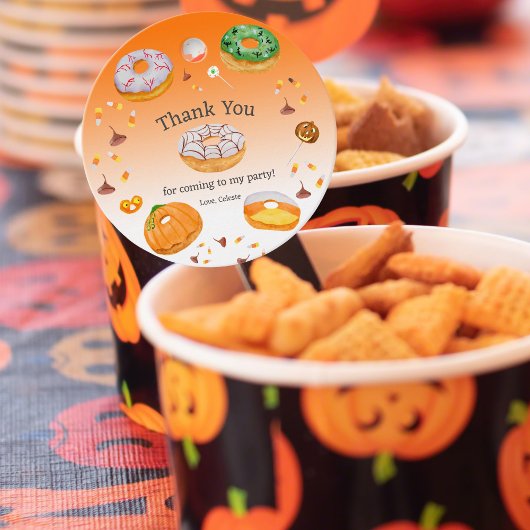 Waterverf Donut-licious Halloween Snoep Dank u Bedankjes Labels