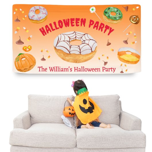 Waterverf Donut-licious Halloween Snoepfeestje  Spandoek