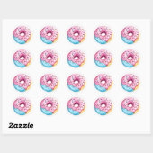 Waterverf Donut met Icing en Sprinkles op wit Ronde Sticker (Vel)