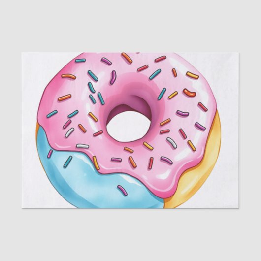 Waterverf Donut met Icing en Sprinkles op wit Tissuepapier (Voorkant)