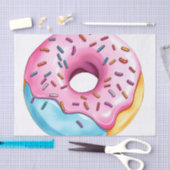Waterverf Donut met Icing en Sprinkles op wit Tissuepapier (Craft)