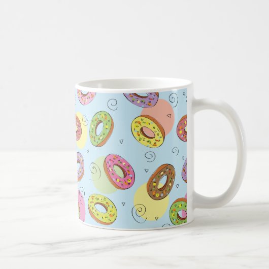  waterverf donut patroon Blauw Koffiemok (Rechts)