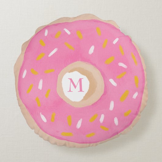 Waterverf Donut Rond Kussen (Achterkant)