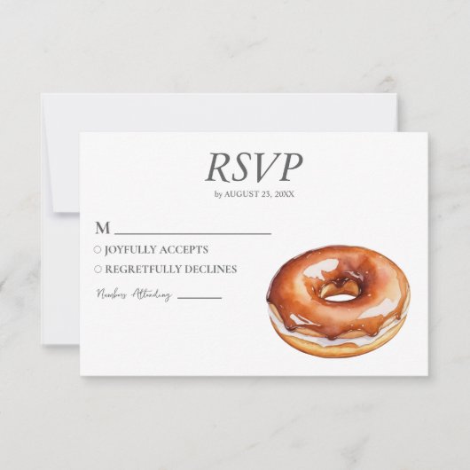 Waterverf Donut RSVP kaart bruiloft Sweet Doughnut (Voorkant)