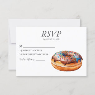 Waterverf Donut RSVP kaart bruiloft Sweet Doughnut