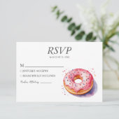 Waterverf Donut RSVP kaart bruiloft Sweet Doughnut (Staand voorkant)