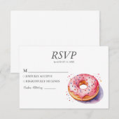 Waterverf Donut RSVP kaart bruiloft Sweet Doughnut (Voorkant / Achterkant)