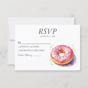 Waterverf Donut RSVP kaart bruiloft Sweet Doughnut