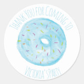 Waterverf Donut Sprinkles Hand Drawn Blue Ronde Sticker (Voorkant)