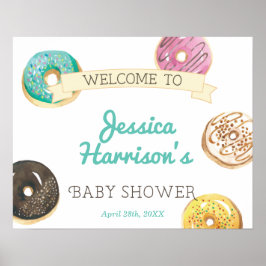 Waterverf Donut Sweet Baby shower Welkom Poster