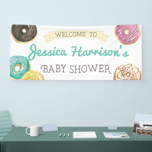 Waterverf Donut Sweet Baby shower Welkom Spandoek (Beurs)