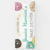 Waterverf Donut Sweet Baby shower Welkom Spandoek (Verticaal)