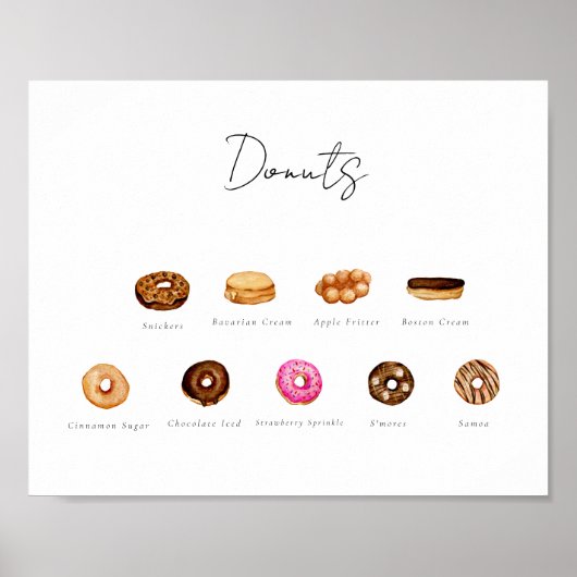  Waterverf Donut teken Poster (Voorkant)