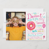 Waterverf Donut Verjaardagsuitnodiging met Foto Kaart (Voorkant)