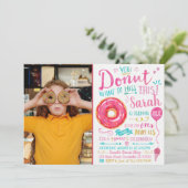 Waterverf Donut Verjaardagsuitnodiging met Foto Kaart (Staand voorkant)