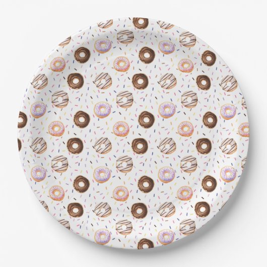 Waterverf-donutpatroon Papieren Bordje (Voorkant)