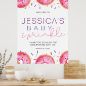 Waterverf Donuts Baby Meisje Sprinkle Shower Poster (Keuken)