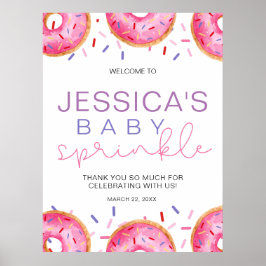 Waterverf Donuts Baby Meisje Sprinkle Shower Poster