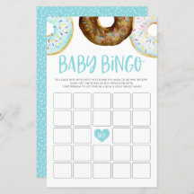 Waterverf donuts Baby shower Bingo Game Card