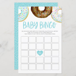 Waterverf donuts Baby shower Bingo Game Card