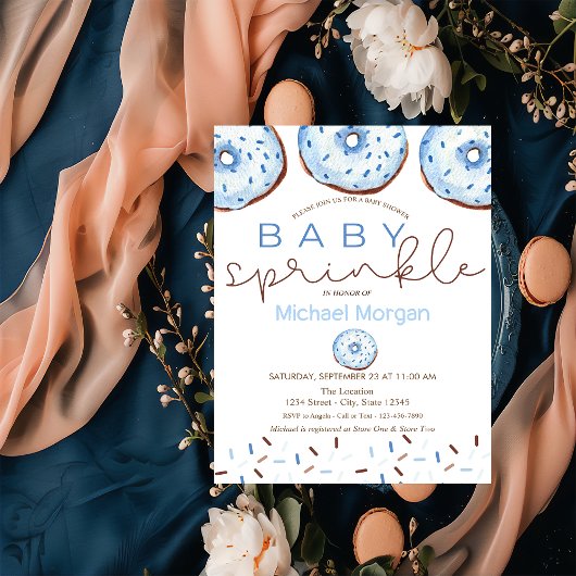 Waterverf Donuts Baby Sprinkle Boy Baby shower Kaart