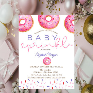 Waterverf Donuts Baby Sprinkle Meisje Baby shower Kaart