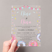 Waterverf Donuts & Confetti Spanish Gender Reveal Acryl Uitnodigingen (Insitu (Draagbaar))