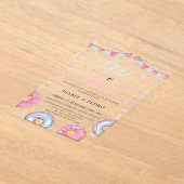 Waterverf Donuts & Confetti Spanish Gender Reveal Acryl Uitnodigingen (Laagn)