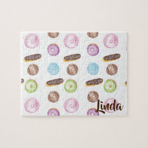 Waterverf Donuts Eclairs Doughnut Kleurrijk Legpuzzel