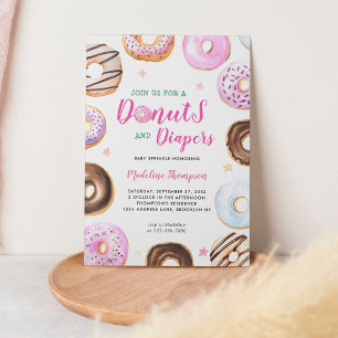 Waterverf Donuts en Luiers Baby shower Kaart