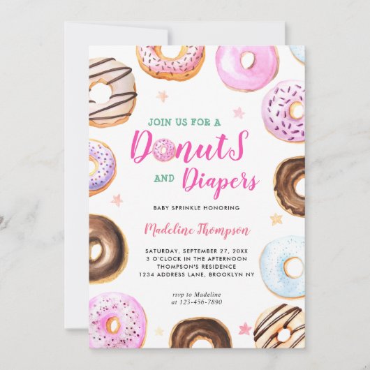 Waterverf Donuts en Luiers Baby shower Kaart (Voorkant)