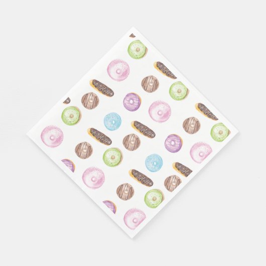 Waterverf donuts handschilderd gepatterd servet (Hoek)