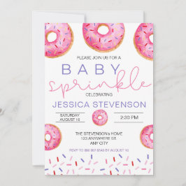 Waterverf Donuts meisje Baby Sprinkle Shower Kaart