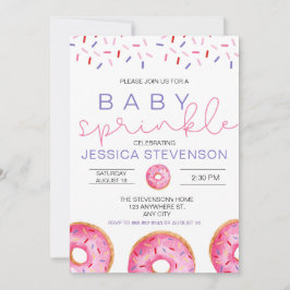 Waterverf Donuts meisje Baby Sprinkle Shower Kaart