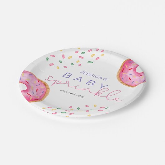 Waterverf Donuts meisje Baby Sprinkle Shower Papieren Bordje (Gekanteld)
