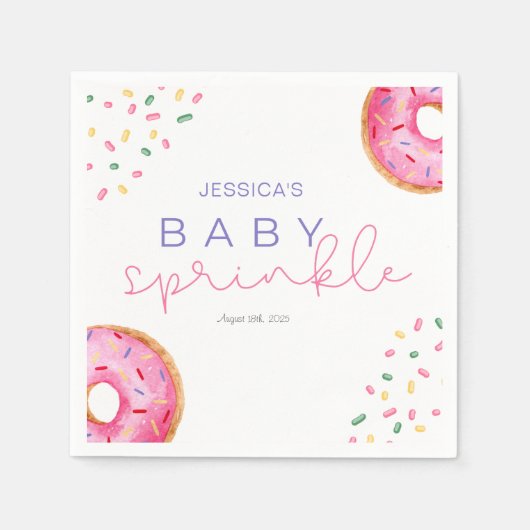 Waterverf Donuts meisje Baby Sprinkle Shower Servet (Voorkant)